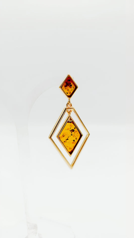 Statement-Ohrringe mit geometrischem Bernstein-Design