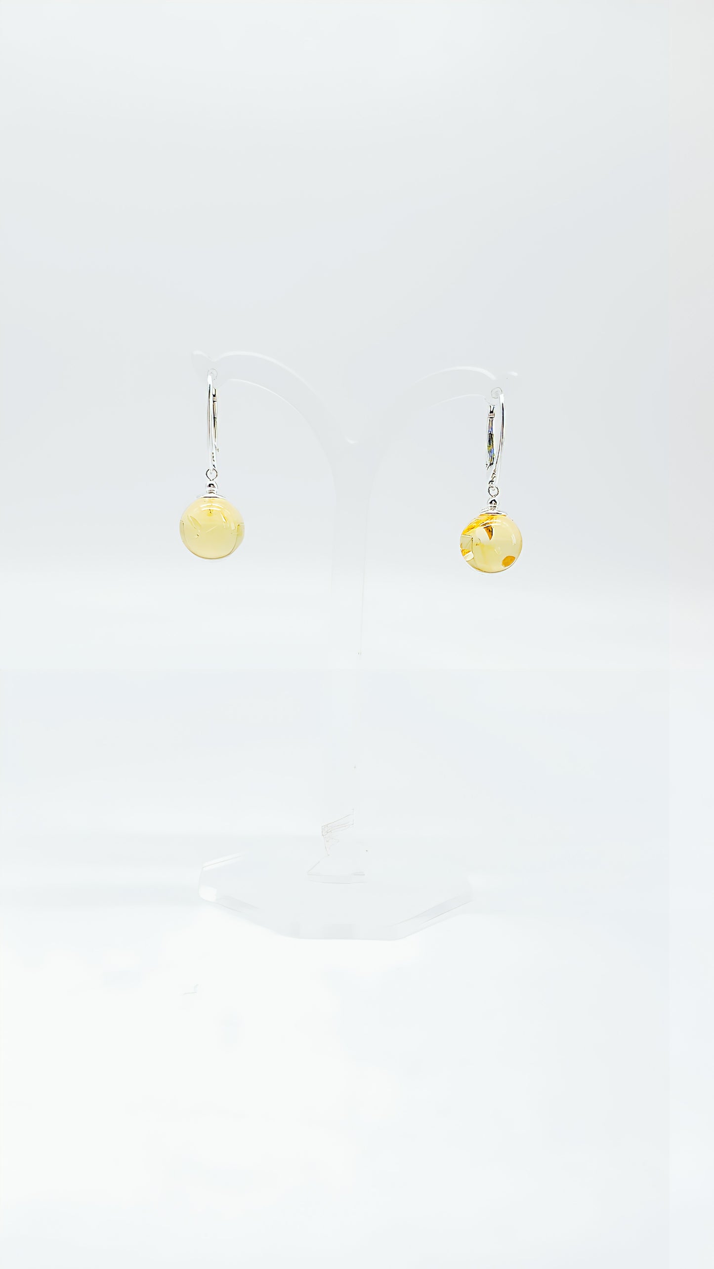 Ball earrings: amber &amp; silver