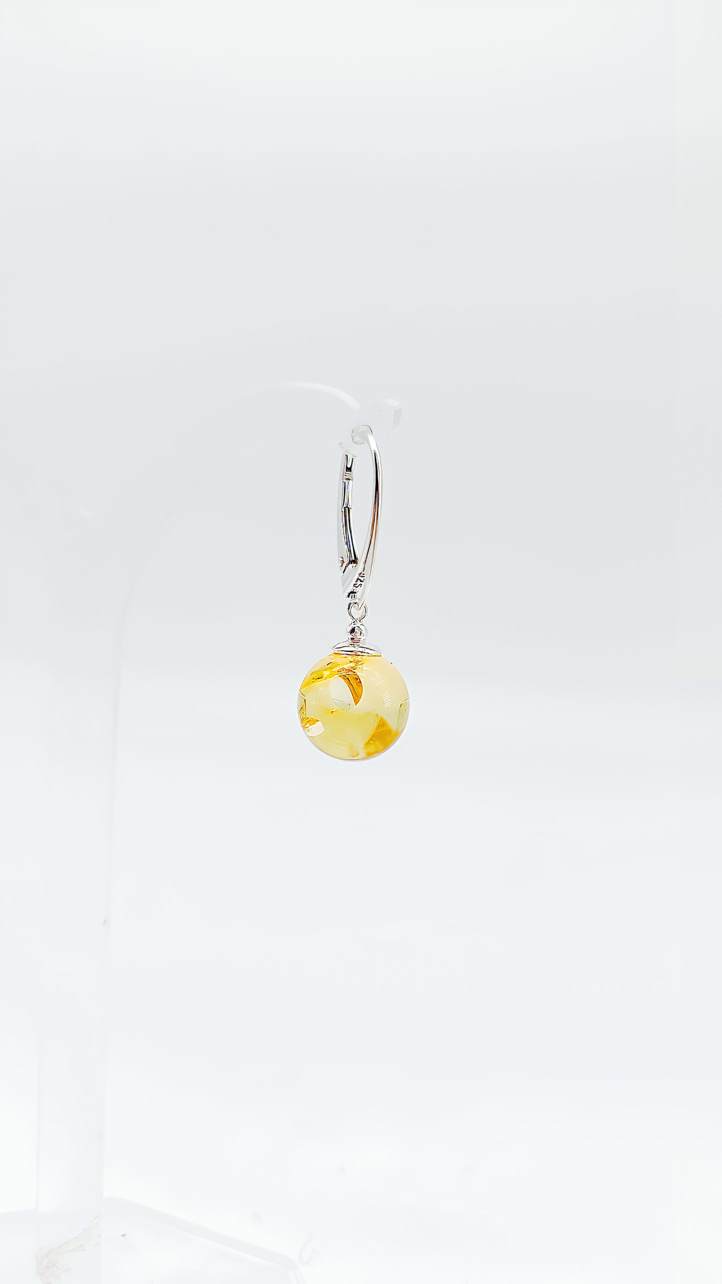 Ball earrings: amber &amp; silver