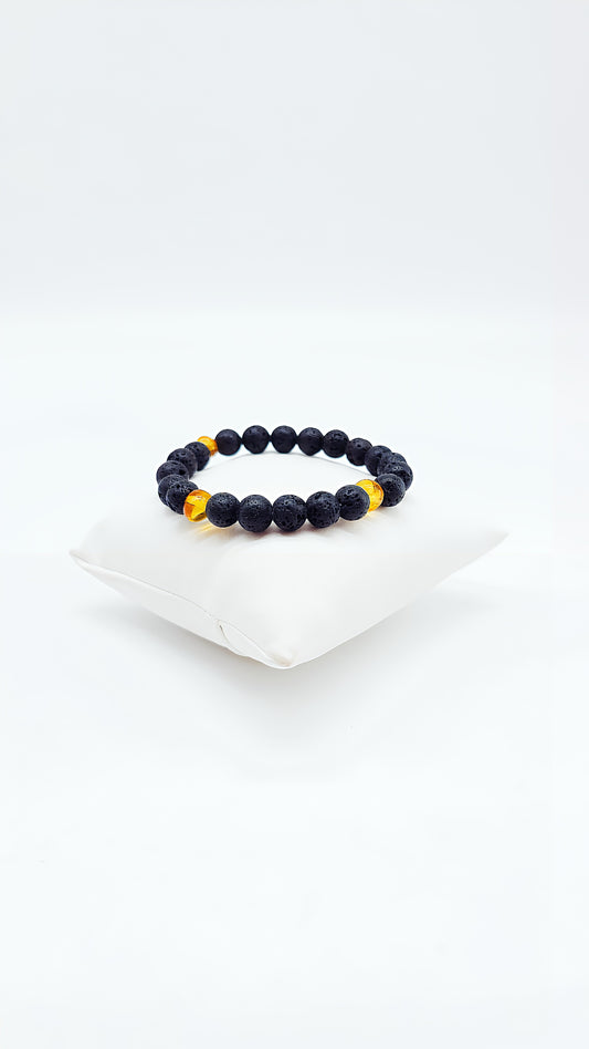 Fire &amp; Earth – Bracelet made of amber and lava