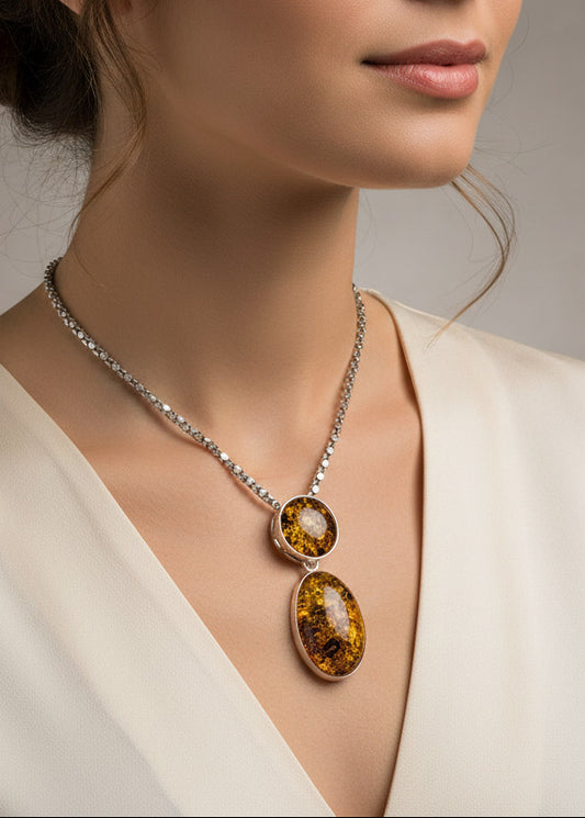 Natural beauty in a double pack – handmade amber pendant