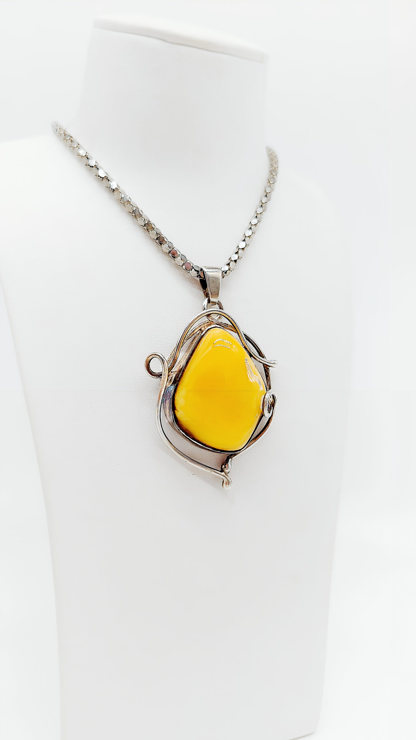 Naturstein-Schmuck – Gelber Bernstein in edlem 925 Silber