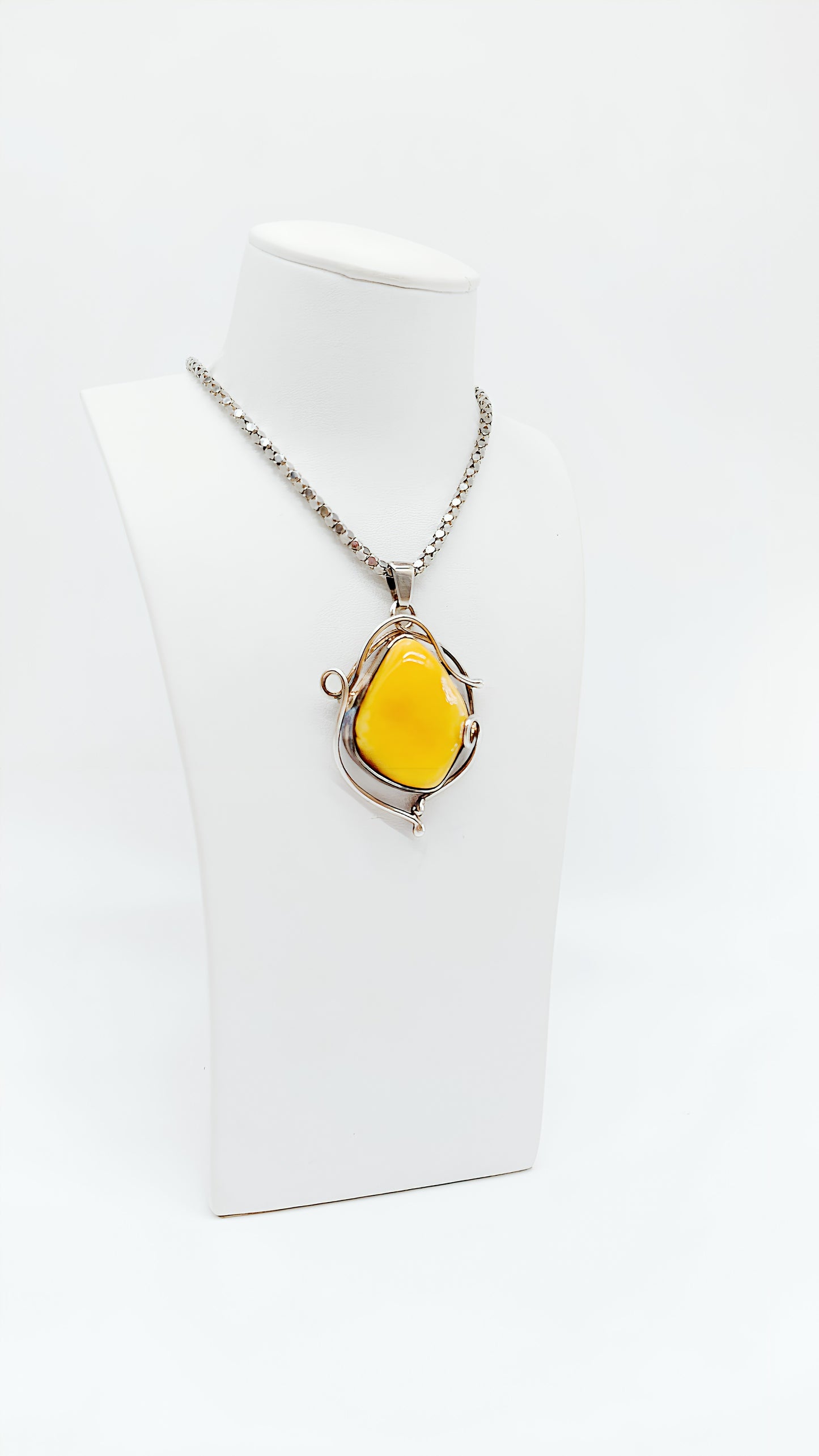 Naturstein-Schmuck – Gelber Bernstein in edlem 925 Silber