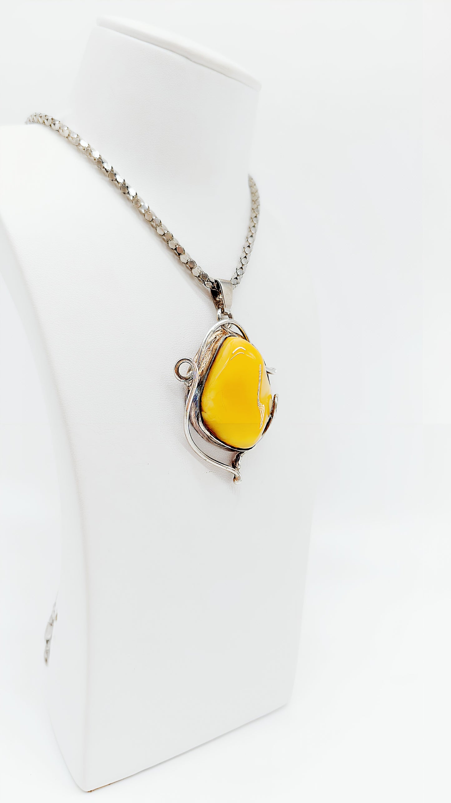 Naturstein-Schmuck – Gelber Bernstein in edlem 925 Silber