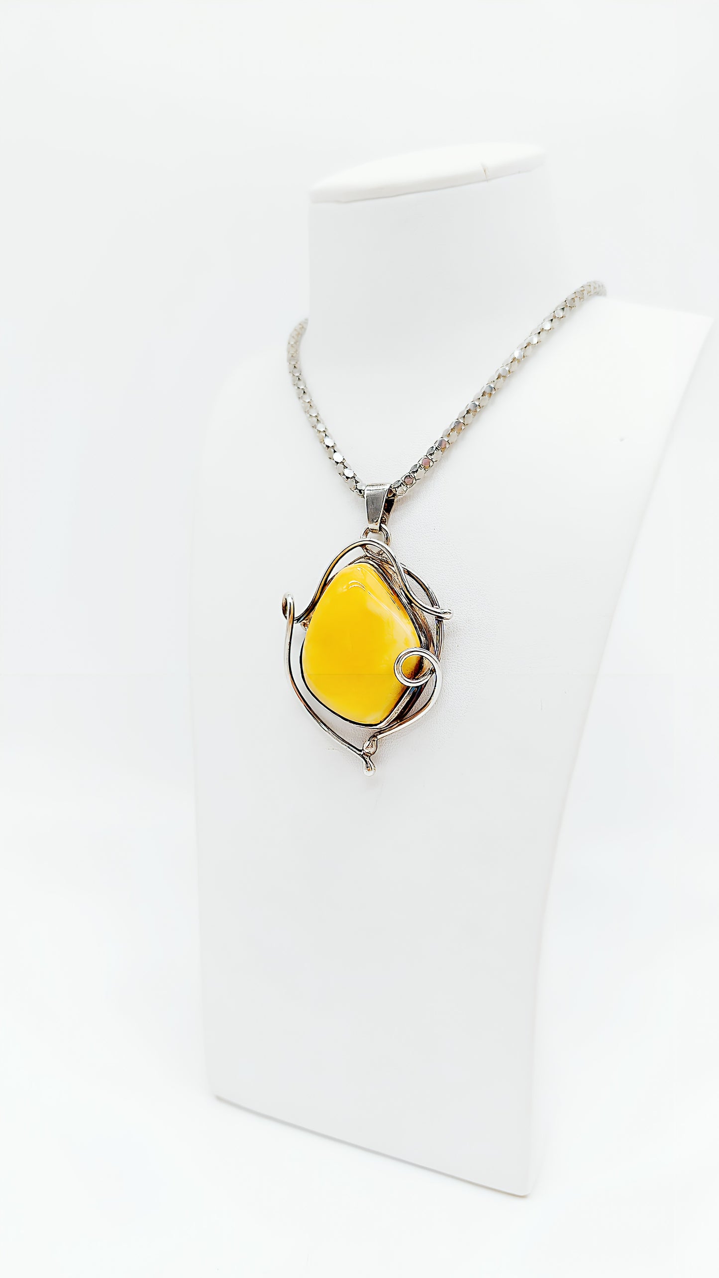 Naturstein-Schmuck – Gelber Bernstein in edlem 925 Silber
