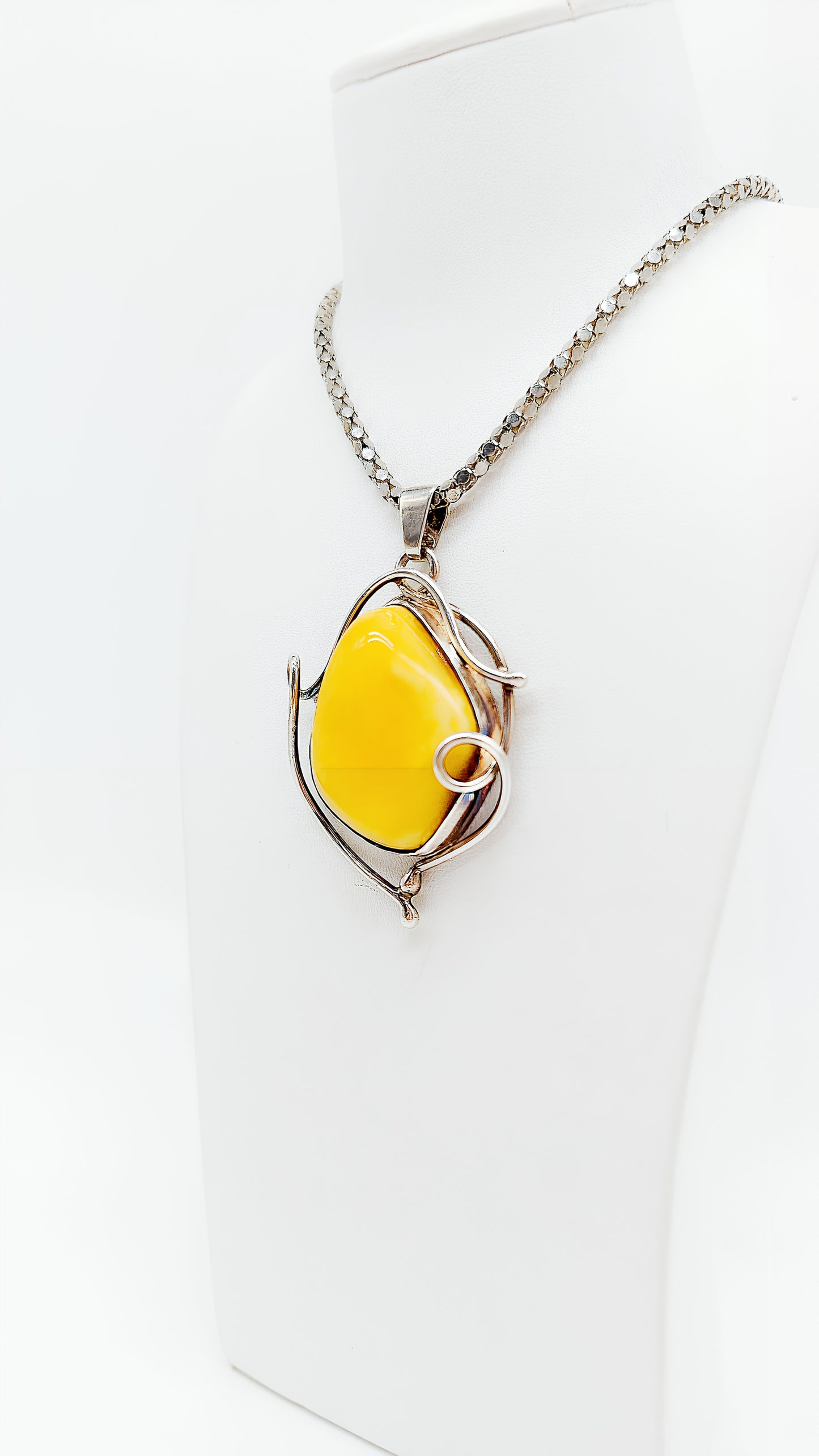 Naturstein-Schmuck – Gelber Bernstein in edlem 925 Silber