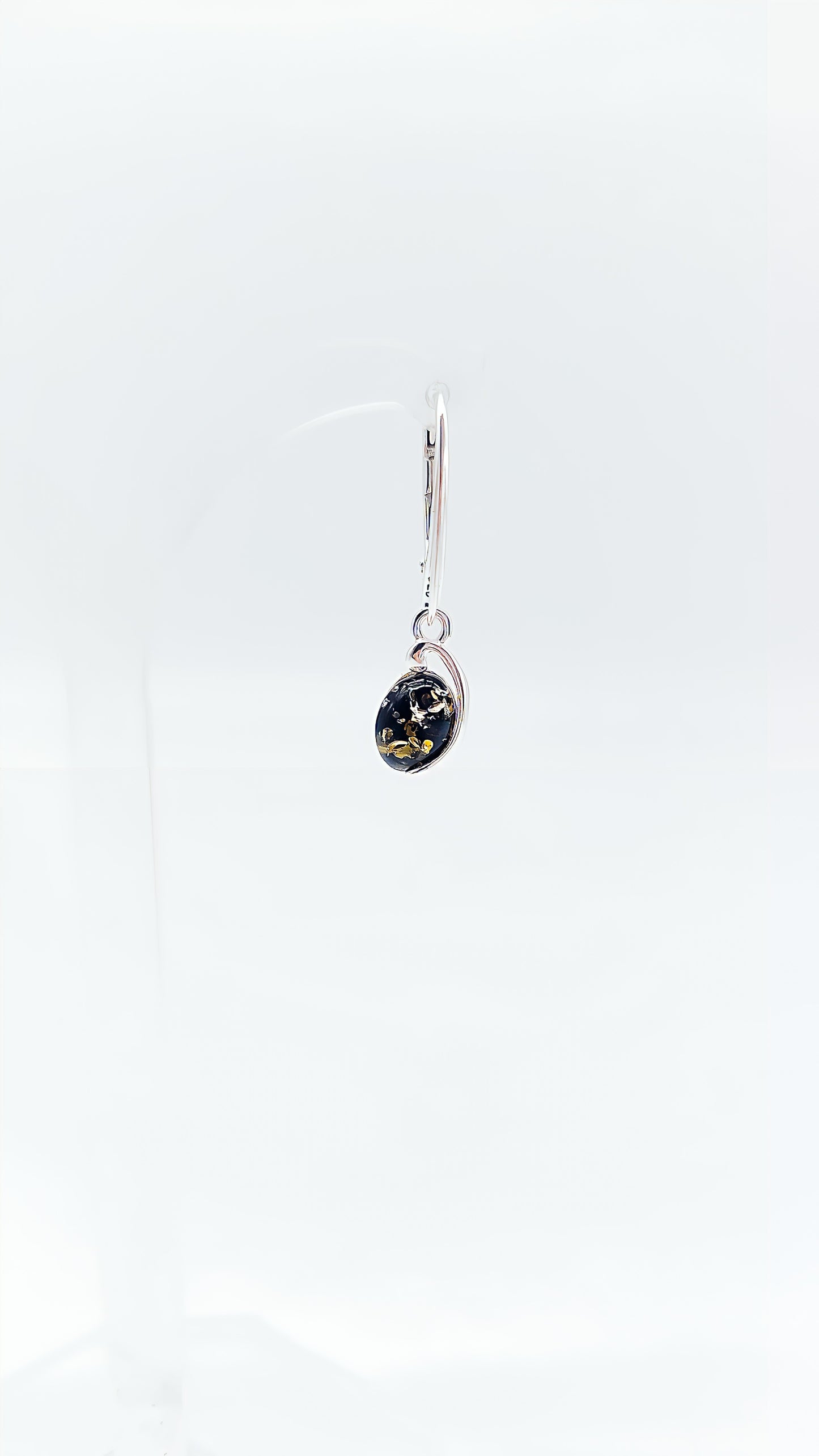 925 Sterling Silber Ohrringe – Dunkler Bernstein in ovaler Form