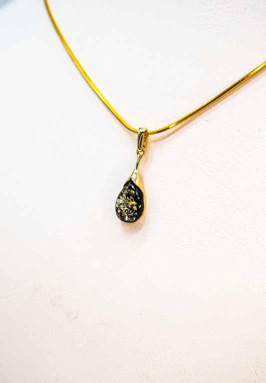 Anhänger Bernstein mit vergoldeter Fassung