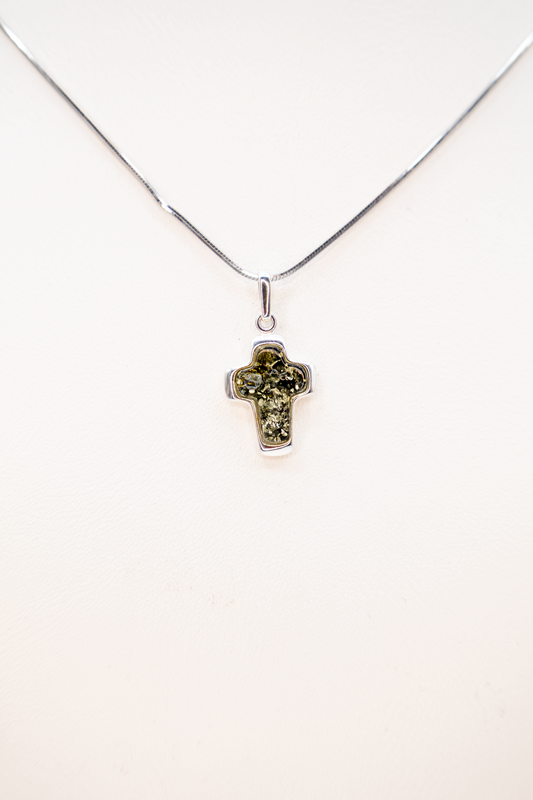 Silber Kreuz Anhänger – moderner Bernsteinschmuck kaufen