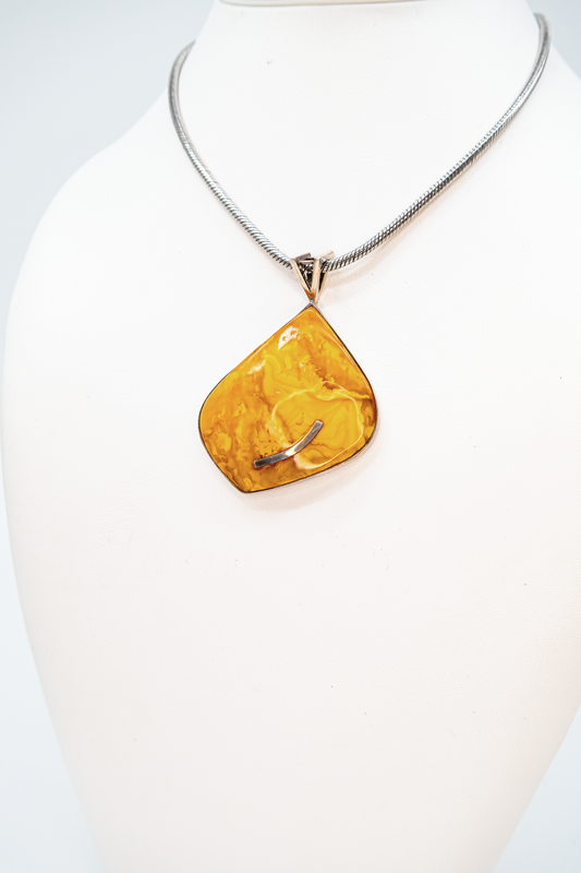 Schmuck Unikat Bernstein modern Design Silberanhänger
