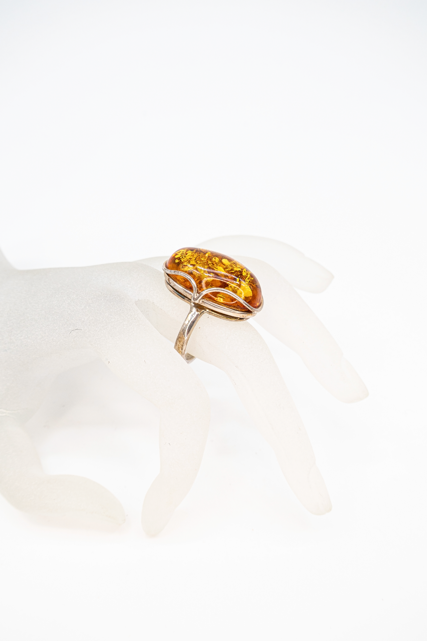 Schmuck Unikat Ring Bernstein & Silber Handarbeit