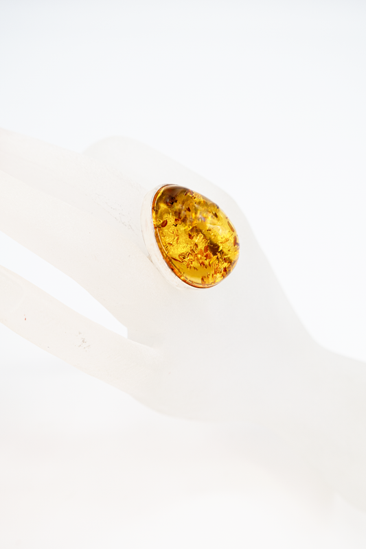 Bernstein Ring – honiggelb, Handarbeit, Unikat