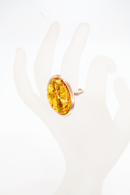 Unikat Ring Silber mit Bernstein – handgefertigt & einzigartig