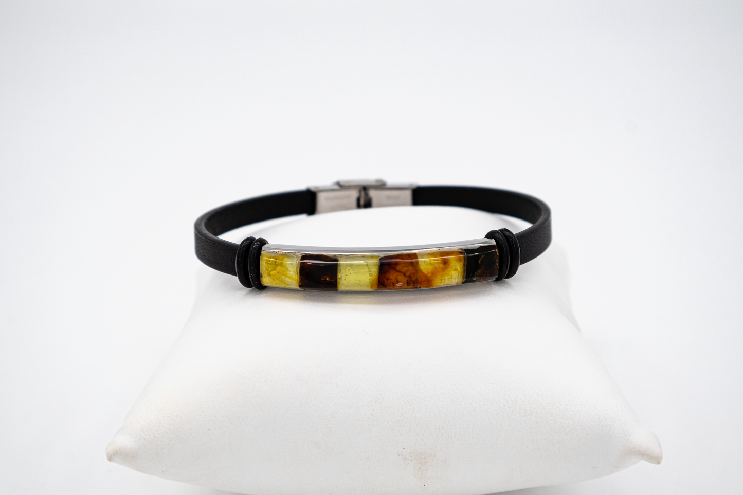 Armband Unisex Leder & Bernstein – modernes Schmuckstück