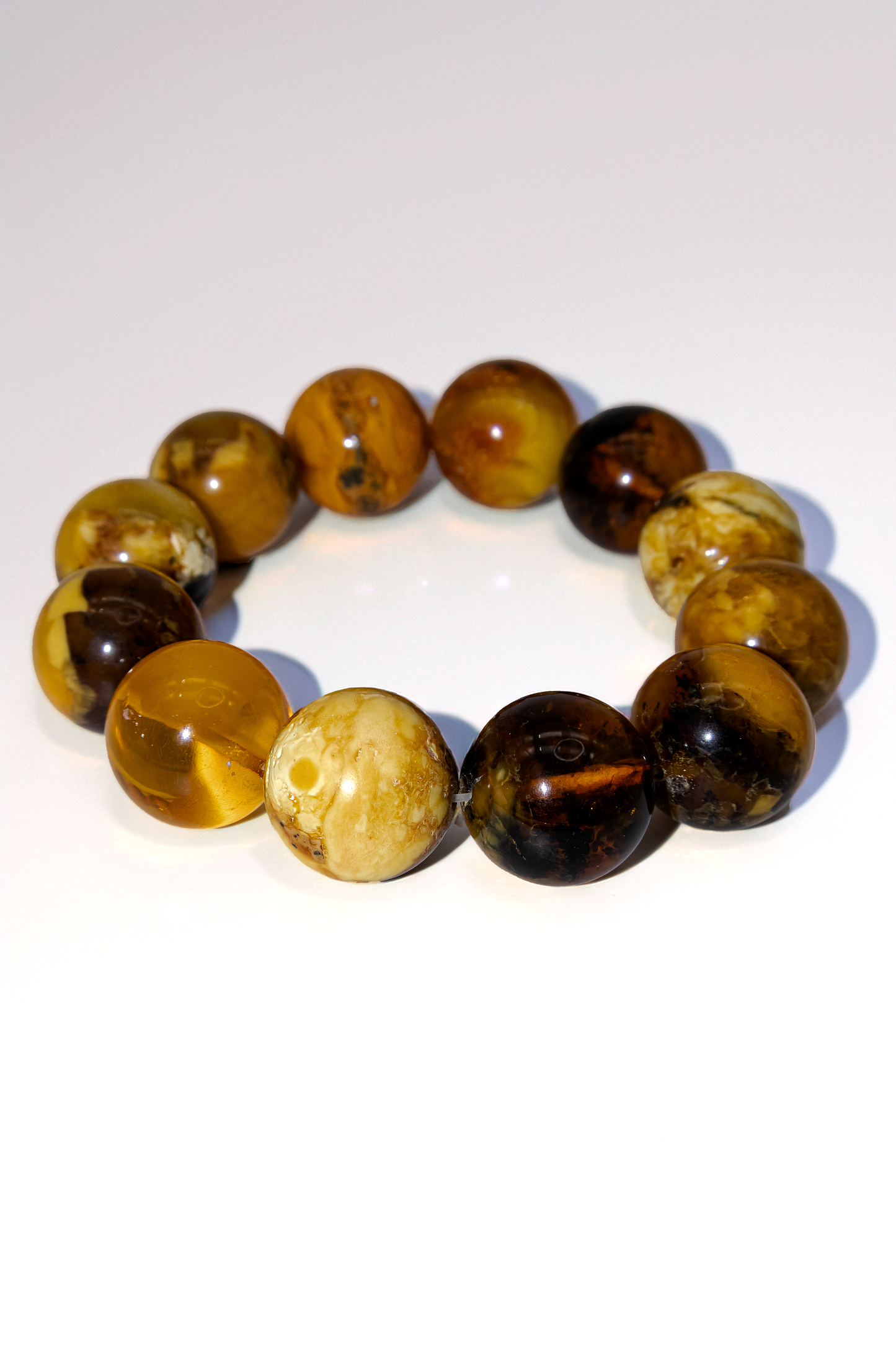 Elastisches Armband mit echtem Bernstein 1,8 cm