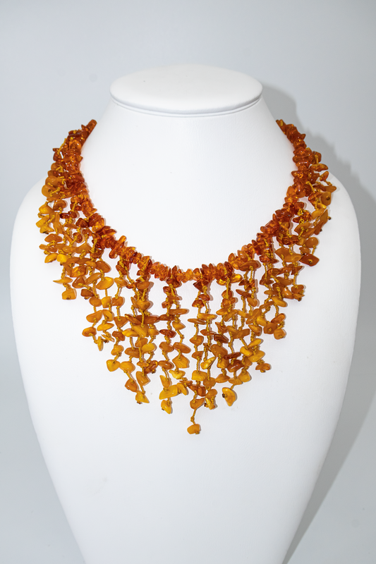 Handgefertigte Bernsteinkette – Collier 56 cm, Vintage Design