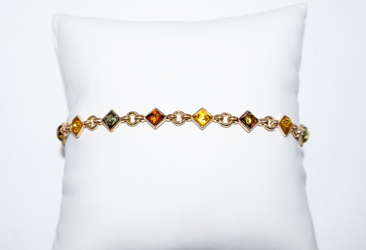 Hochwertiges Armband – vergoldetes Silberarmband mit echtem Bernstein