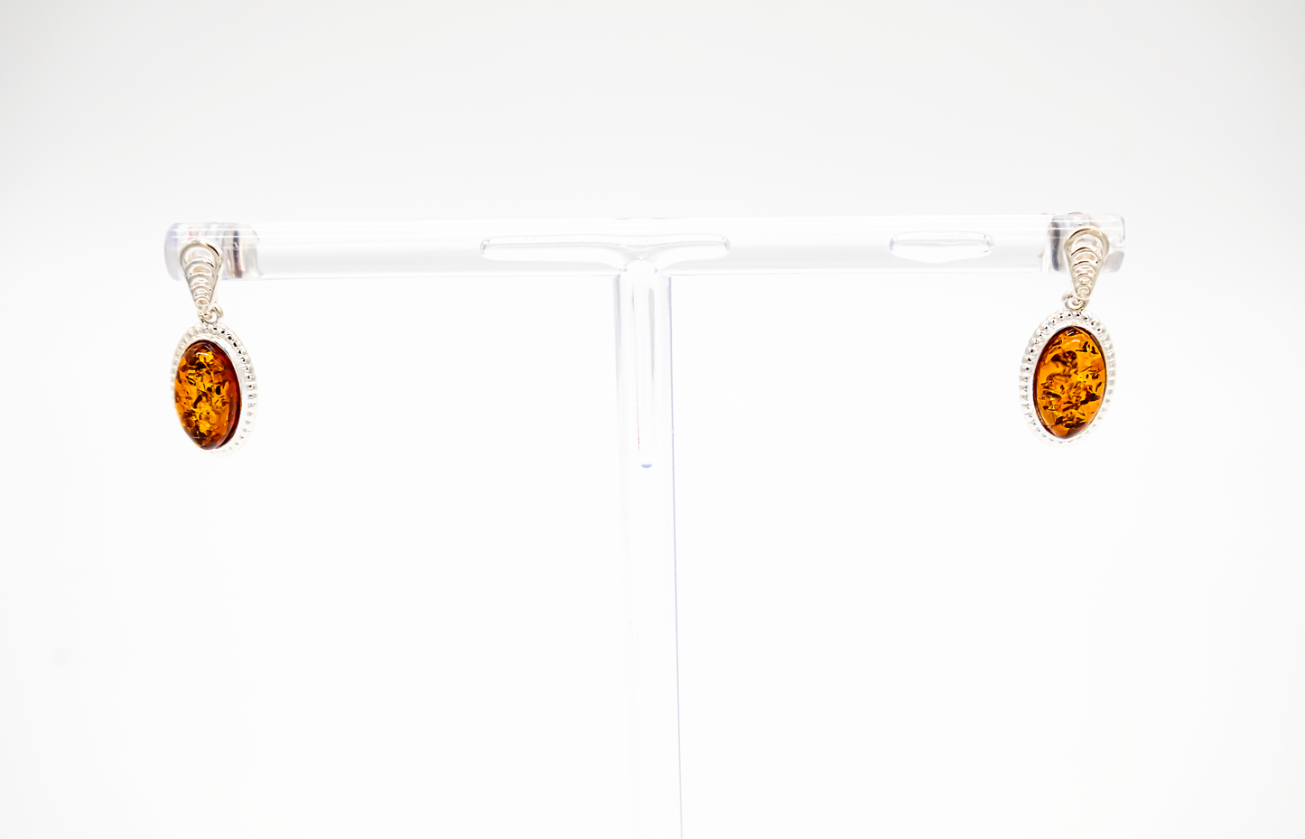 Amber earrings oval – noble earrings made of 925 silver