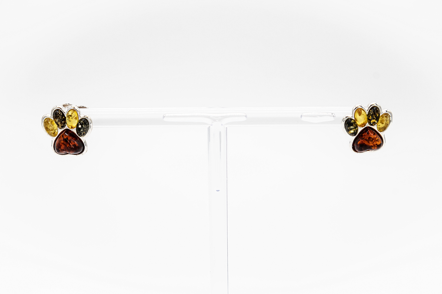 Dog paw earrings amber – elegant stud earrings for women