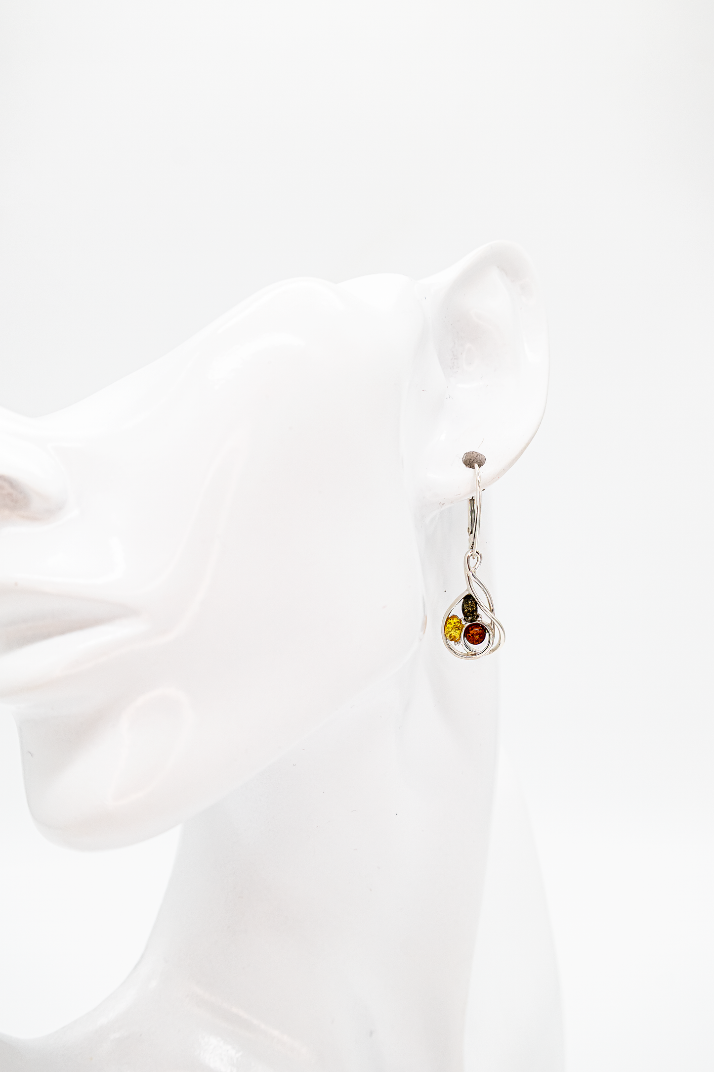 Colored amber earrings – elegant silver earrings