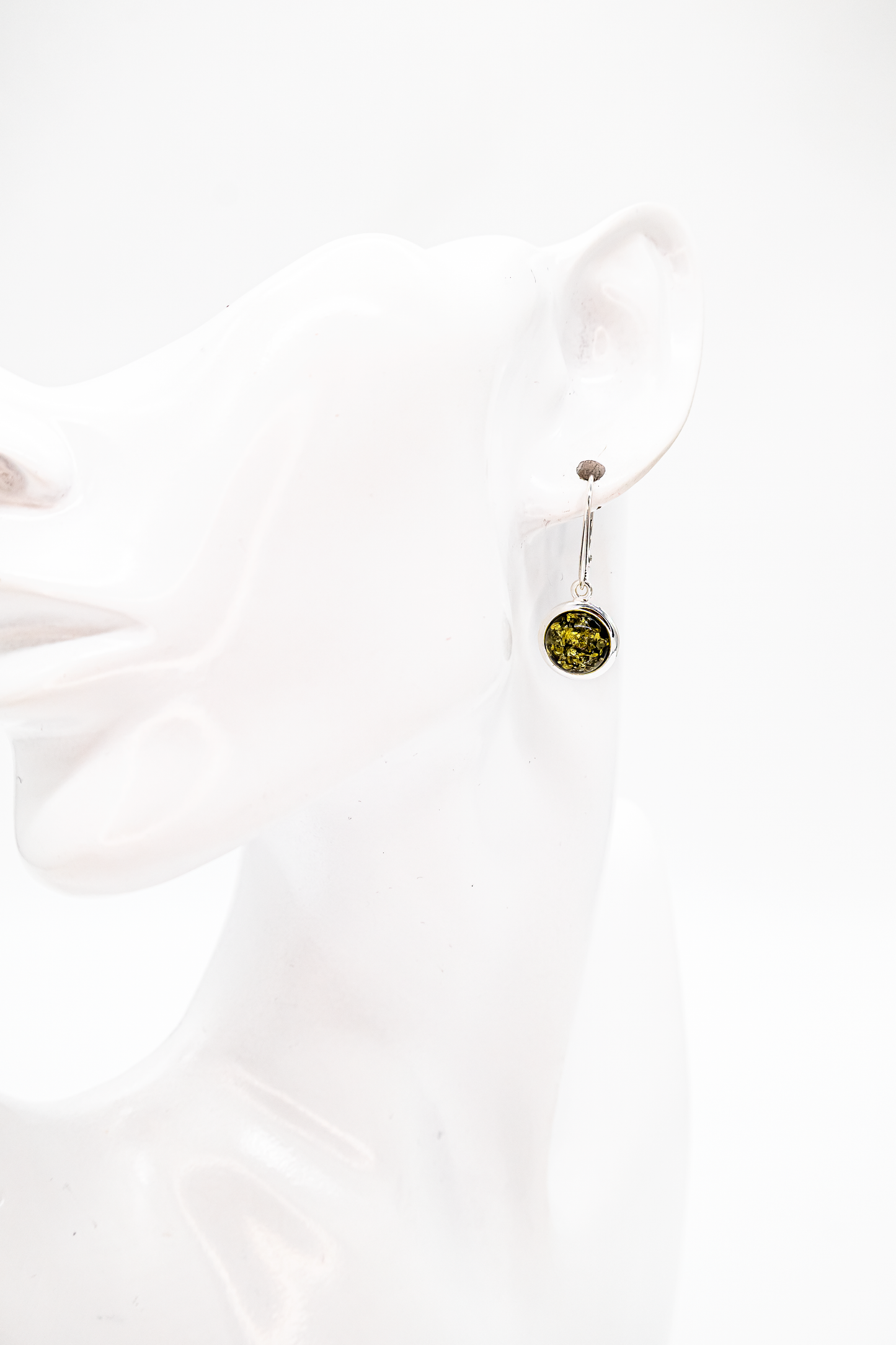 Round amber earrings – elegant silver earrings