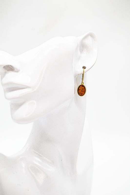 Handmade earrings with genuine amber – 24K gold-plated