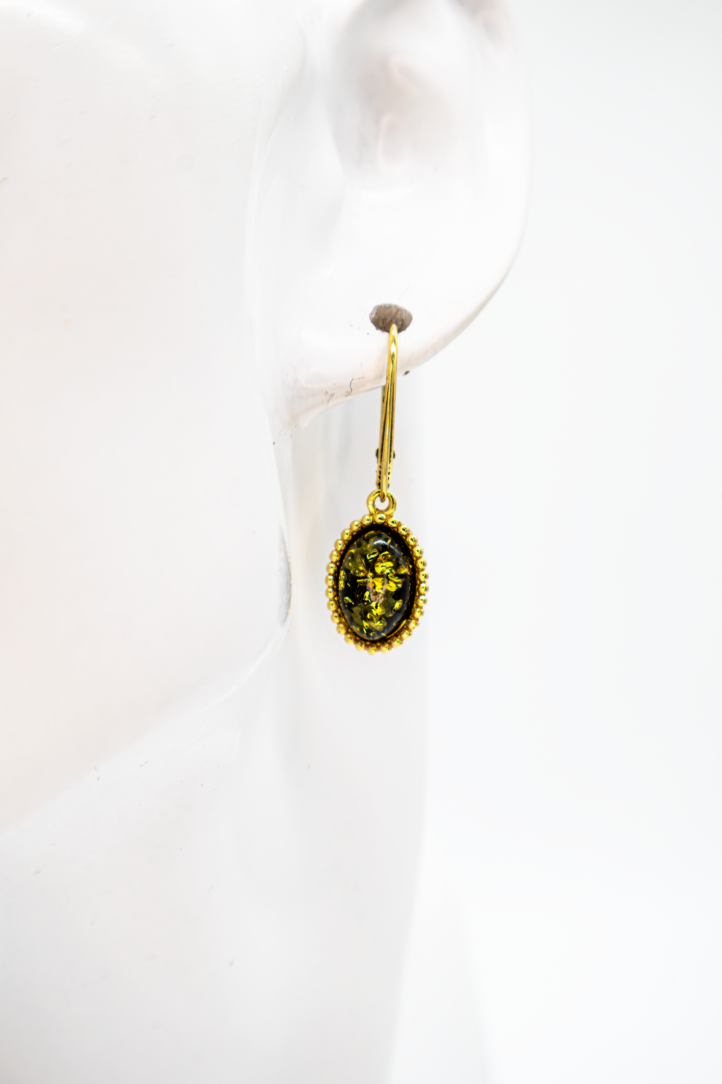 Handmade earrings with genuine amber – 24K gold-plated