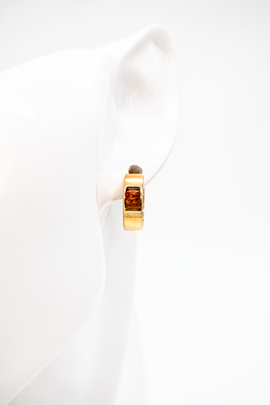 Exclusive amber earrings – modern &amp; double gold-plated