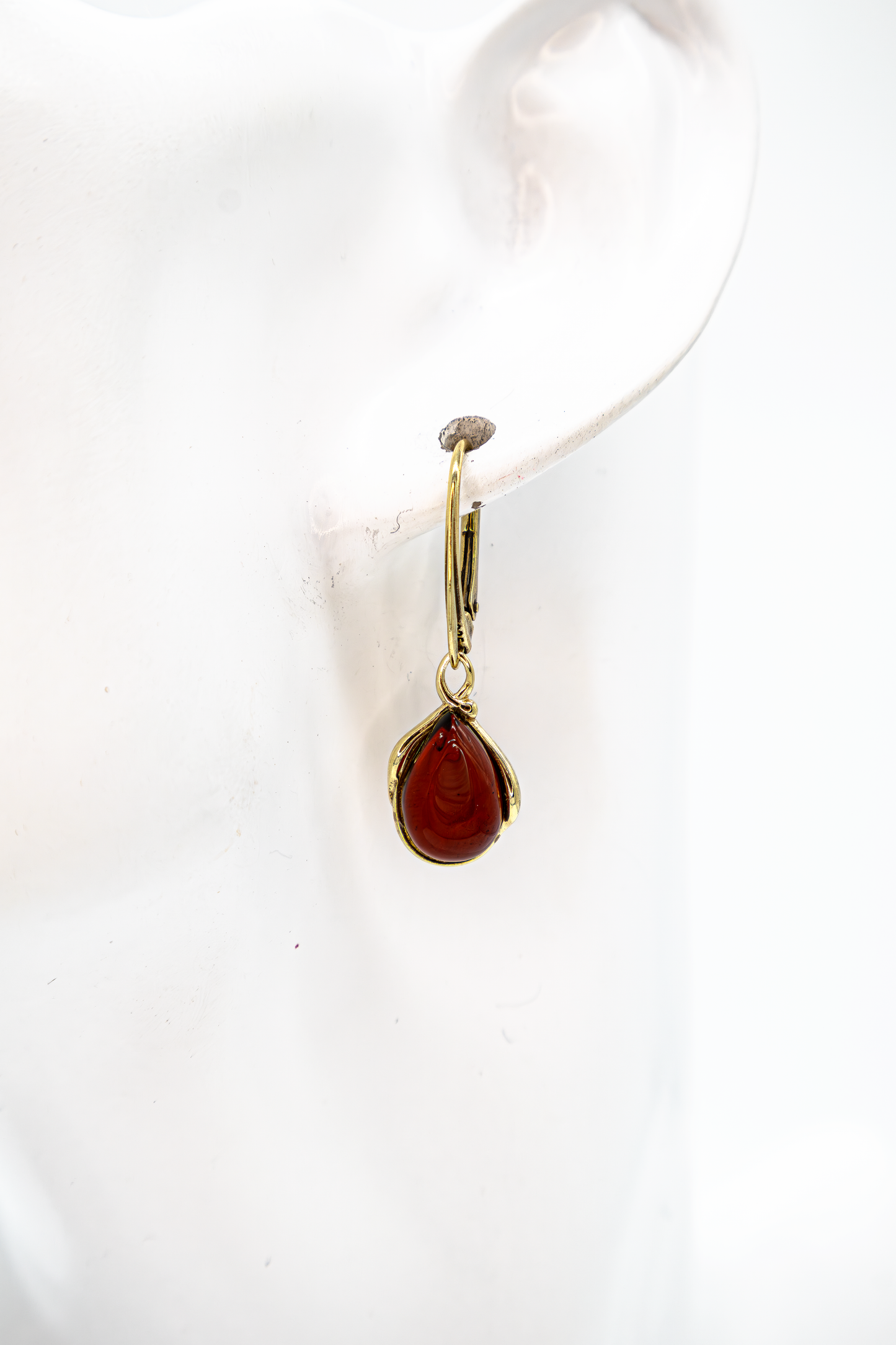 Exclusive amber earrings – 925 silver double gold-plated