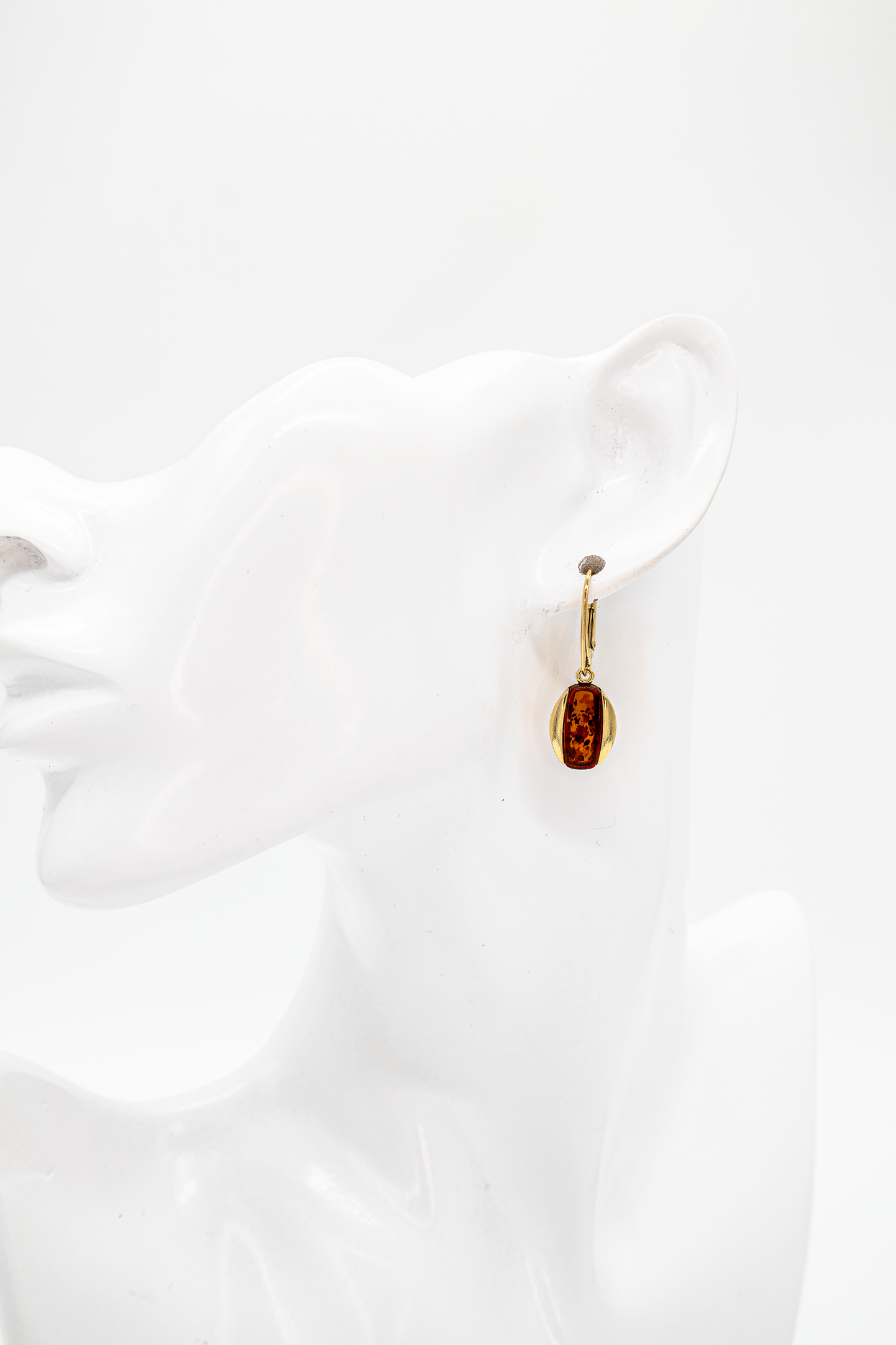 Gold-plated amber earrings – rectangular earrings for women