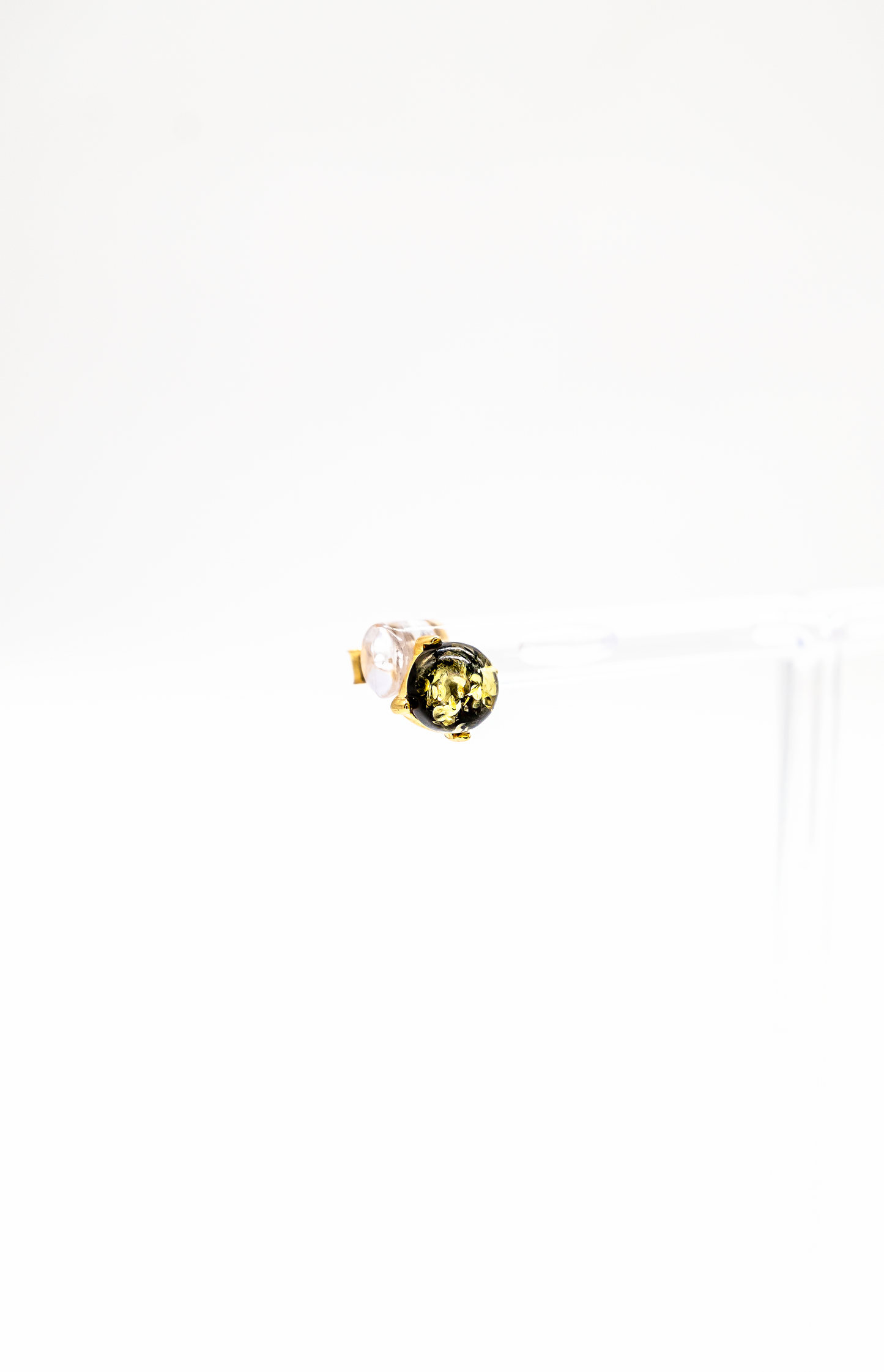 Mini earrings amber – 925 silver gold-plated, handmade