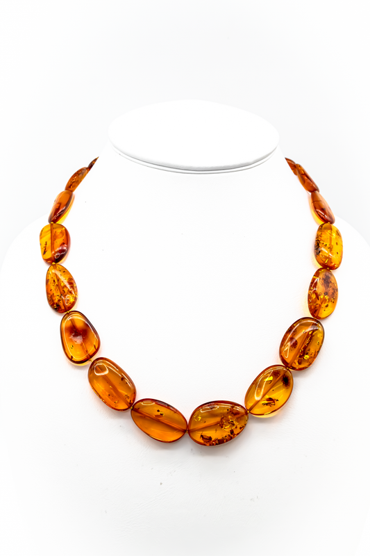 Klassische Bernsteinkette  Goldbraun & Transparent