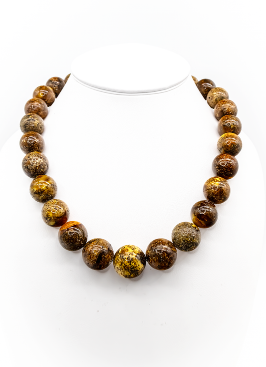 Luxuriöse Bernsteinkette  Warme Erdtöne
