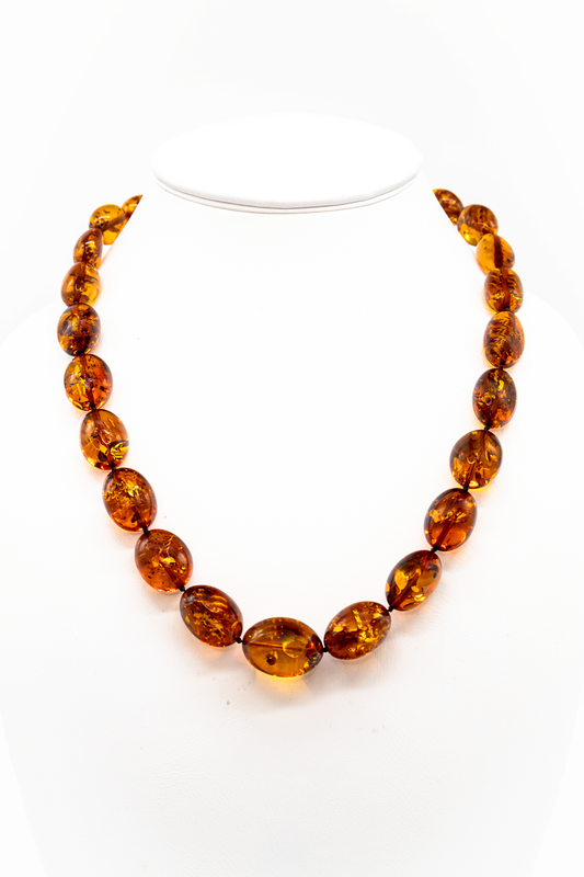 Bernstein Kette Unikat – 58 cm Länge mit Karabinverschluss