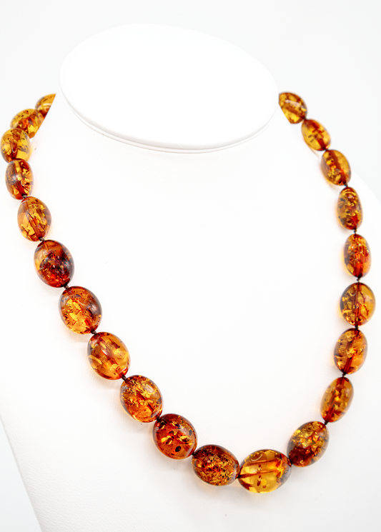 Bernstein Kette Unikat – 58 cm Länge mit Karabinverschluss