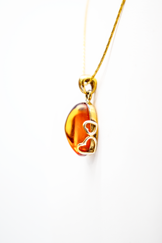 Herz-Design Bernstein Anhänger – vergoldeter Damenschmuck