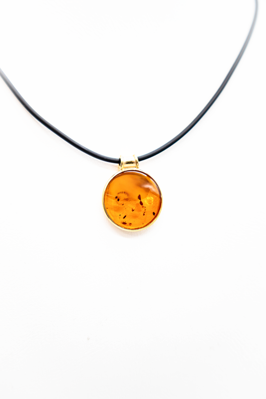 Unisex Schmuck – Bernstein Anhänger mit Kette 42 cm