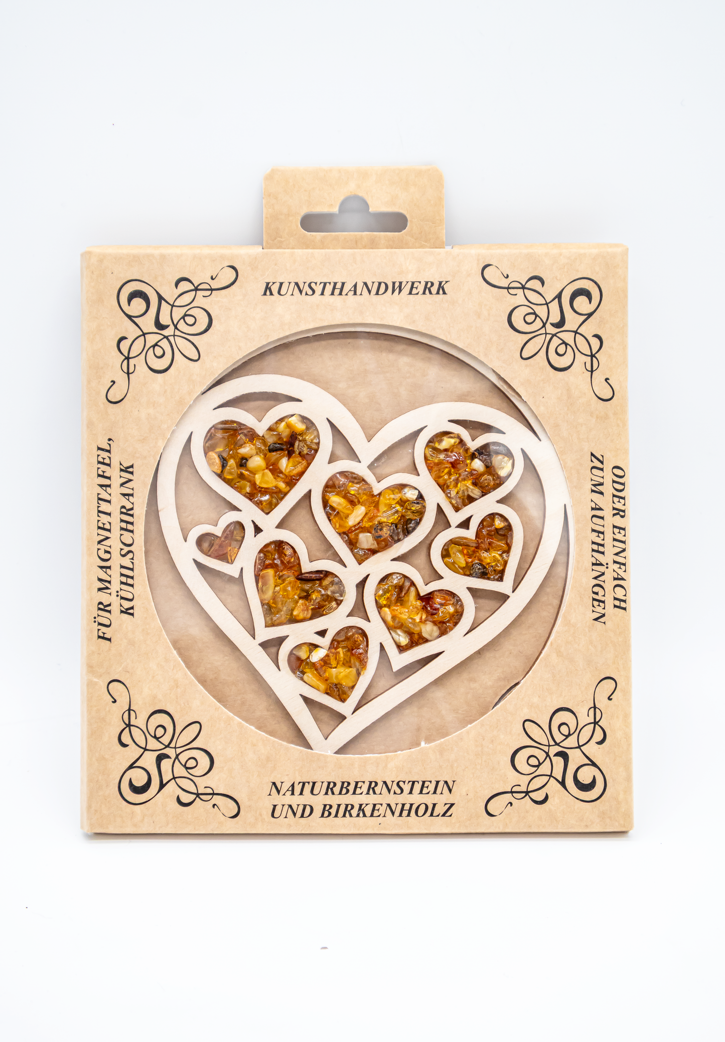 Bernstein Herz Mandala – Liebe & Natur vereint