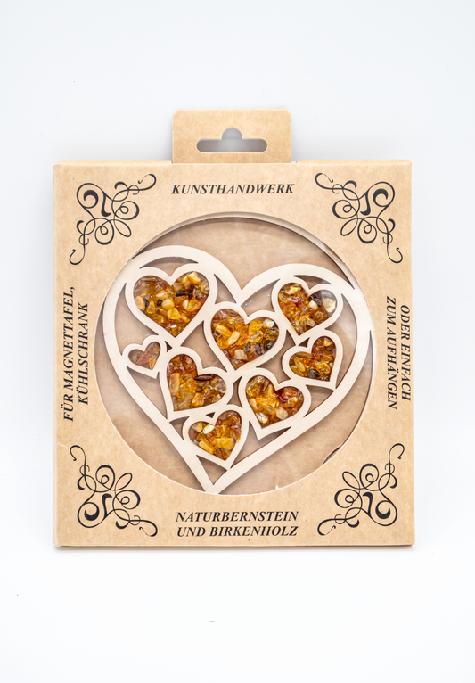 Bernstein Herz Mandala – Liebe & Natur vereint