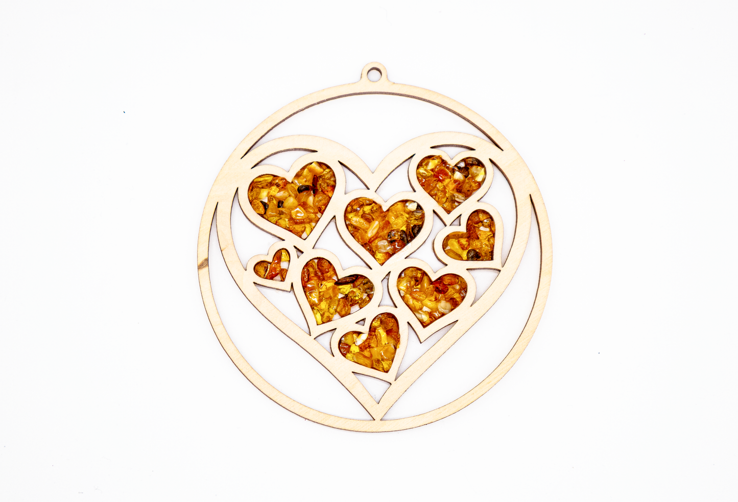 Bernstein Herz Mandala – Liebe & Natur vereint