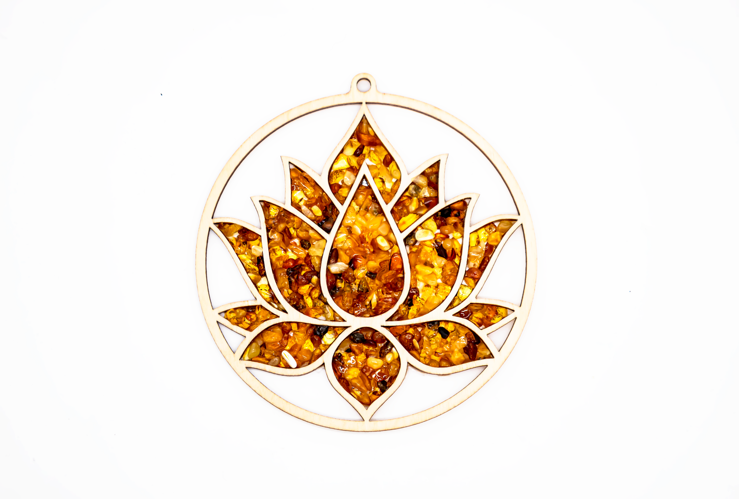 Mandala Yoga Deko – Handgefertigt aus Bernstein