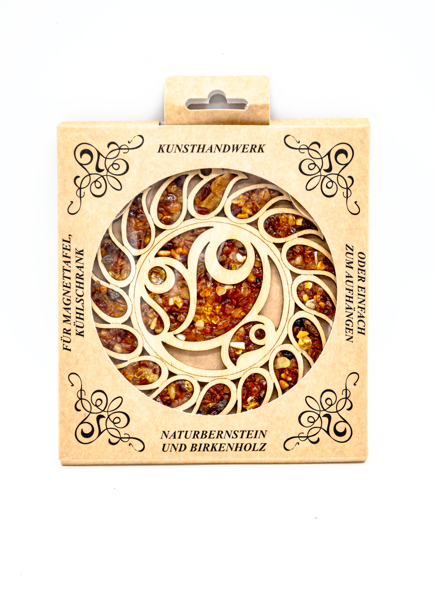 Spirituelle Deko – Mandala aus Holz und Bernstein