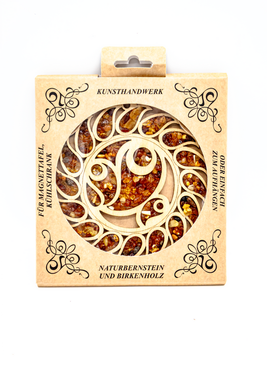 Spirituelle Deko – Mandala aus Holz und Bernstein