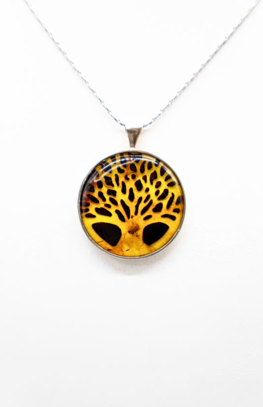 Bernsteinanhänger Baum des Lebens in 925er Silber