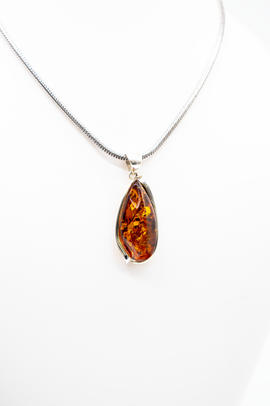 Schmuckanhänger Bernstein Unikat Orange Silber