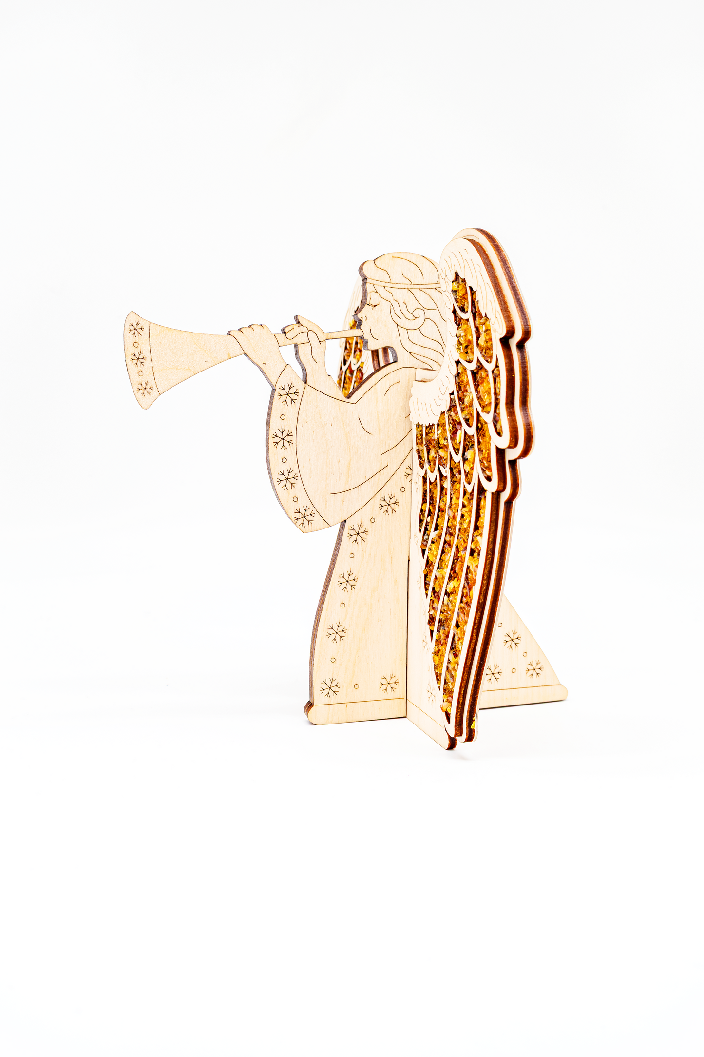 3D-Engel Aufsteller: Holzdeko mit Bernstein-Flügeln