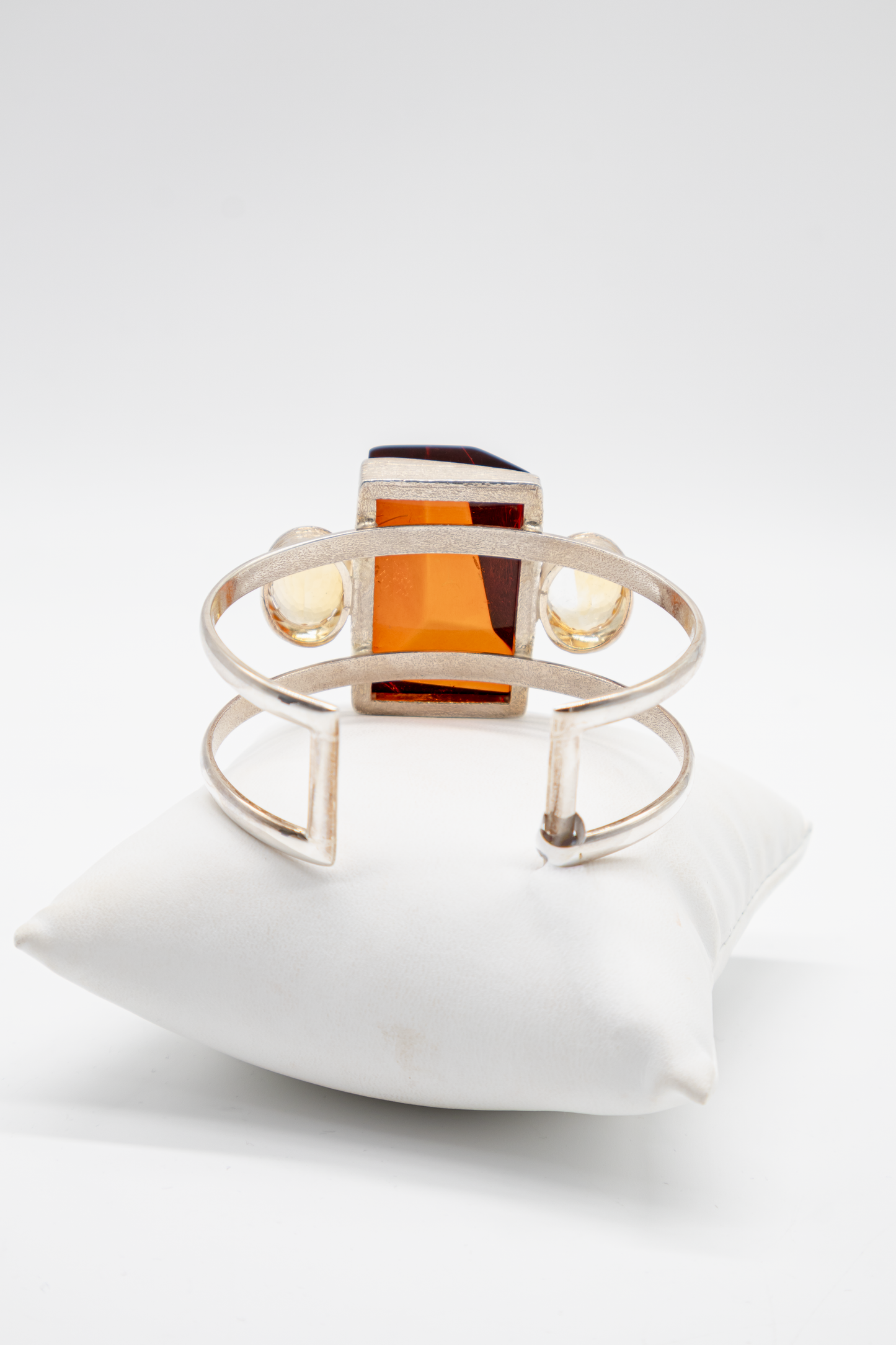 Modernes Silberarmband Bernstein rechteckig