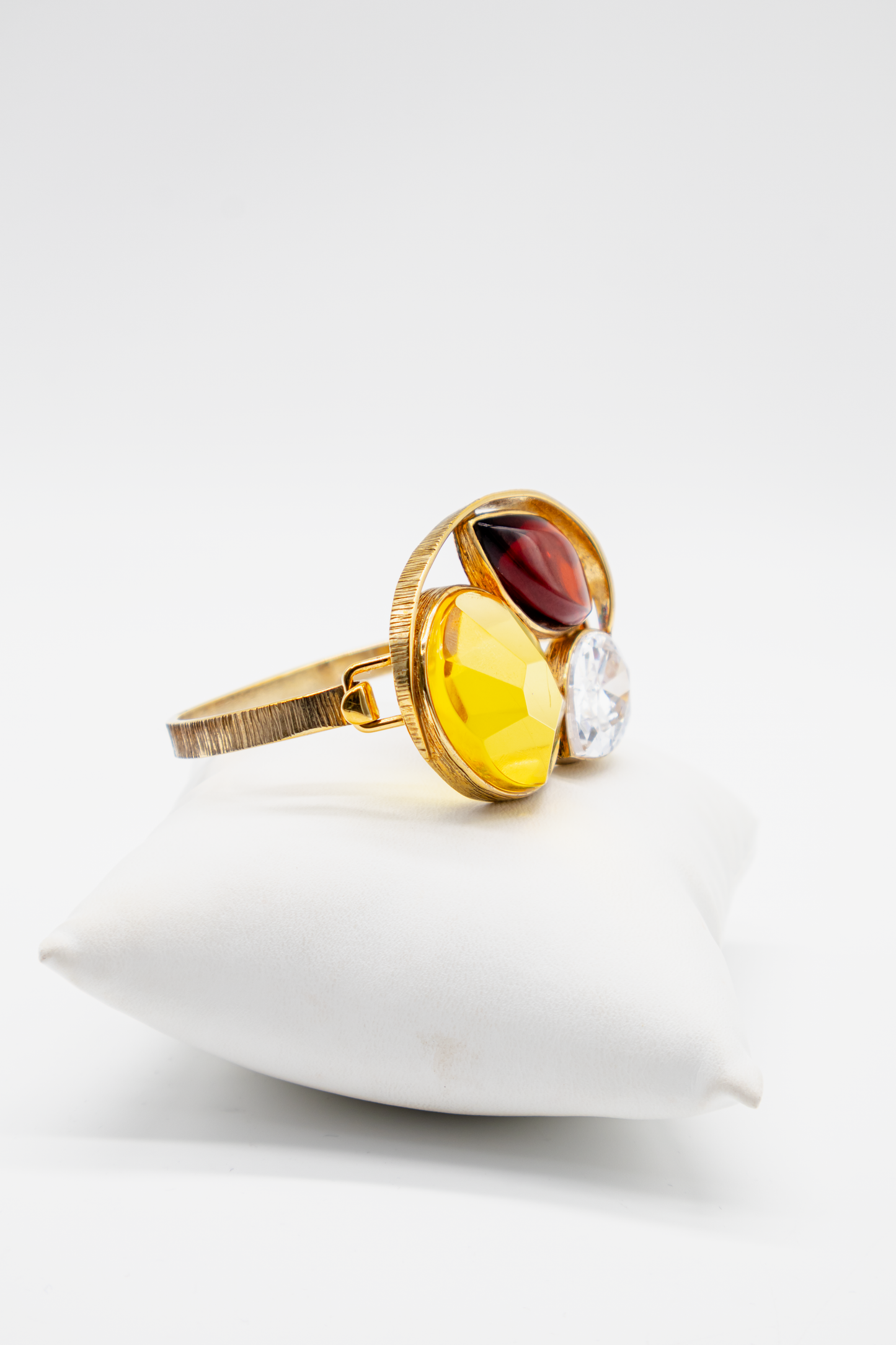 Luxus-Armspange: Echter Bernstein & Zirkonia, 24k doppelt vergoldet