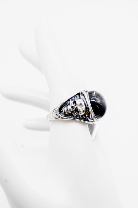 Breiter Gothic Ring mit Bernstein – 925 Sterlingsilber