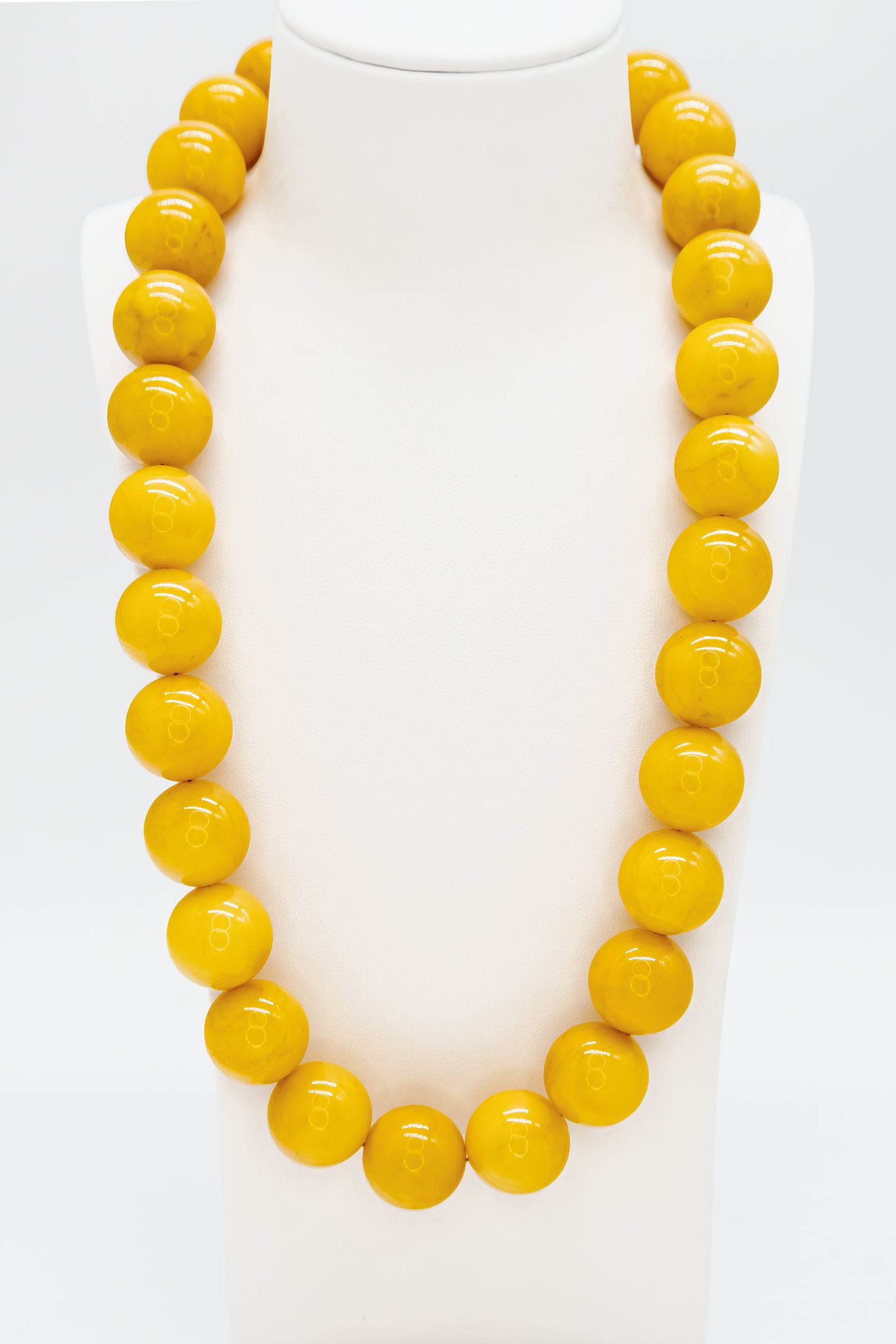 Gelbe Bernstein Kette – seltene Kugelkette aus echtem Bernstein